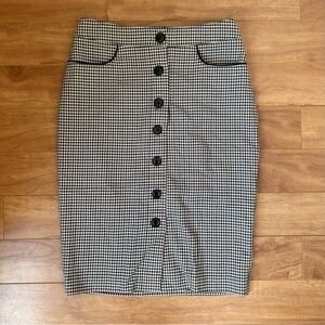 Tristan Black and Cream Buttoned Pencil Skirt